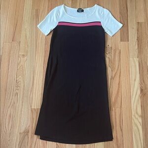 Studio G Shirt Midi Dress Womens Small Black White Colorblock Casual Travel